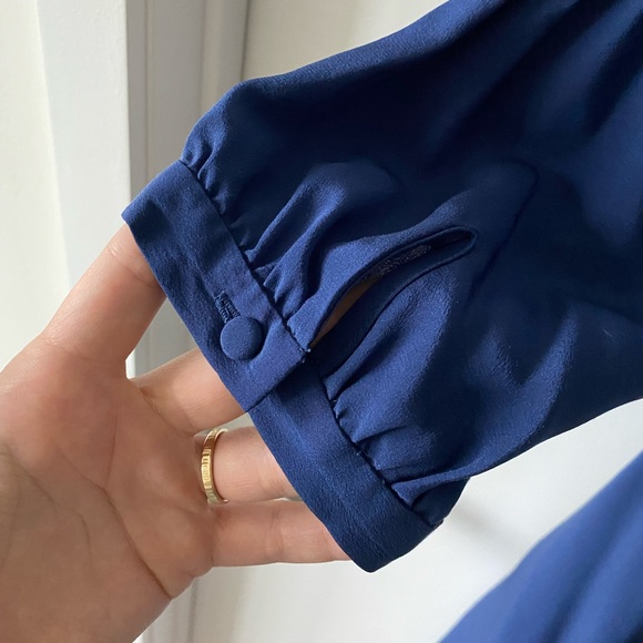 100% silk navy dress with pockets - Picture 3 of 9